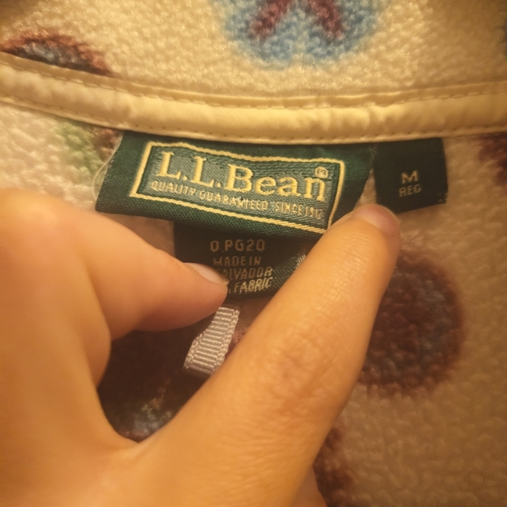 LL Bean Fleece Geometric Snap Pullover Size Medium Women's Pockets Floral Multi - Picture 8 of 8